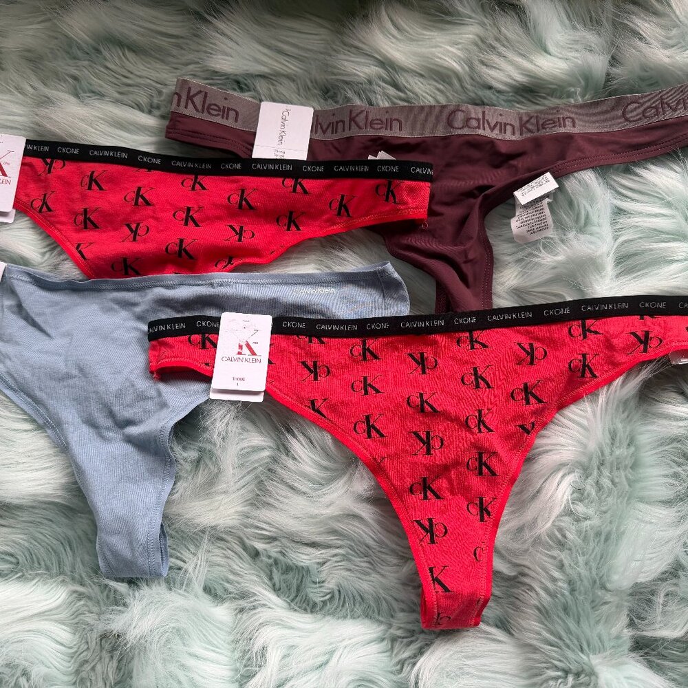 FOUR (4) Calvin Klein Women's CK One Thong Large Holiday SALE!! NEW with TAGS